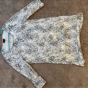 Tacera Blue and White Animal Print Dress with Pockets